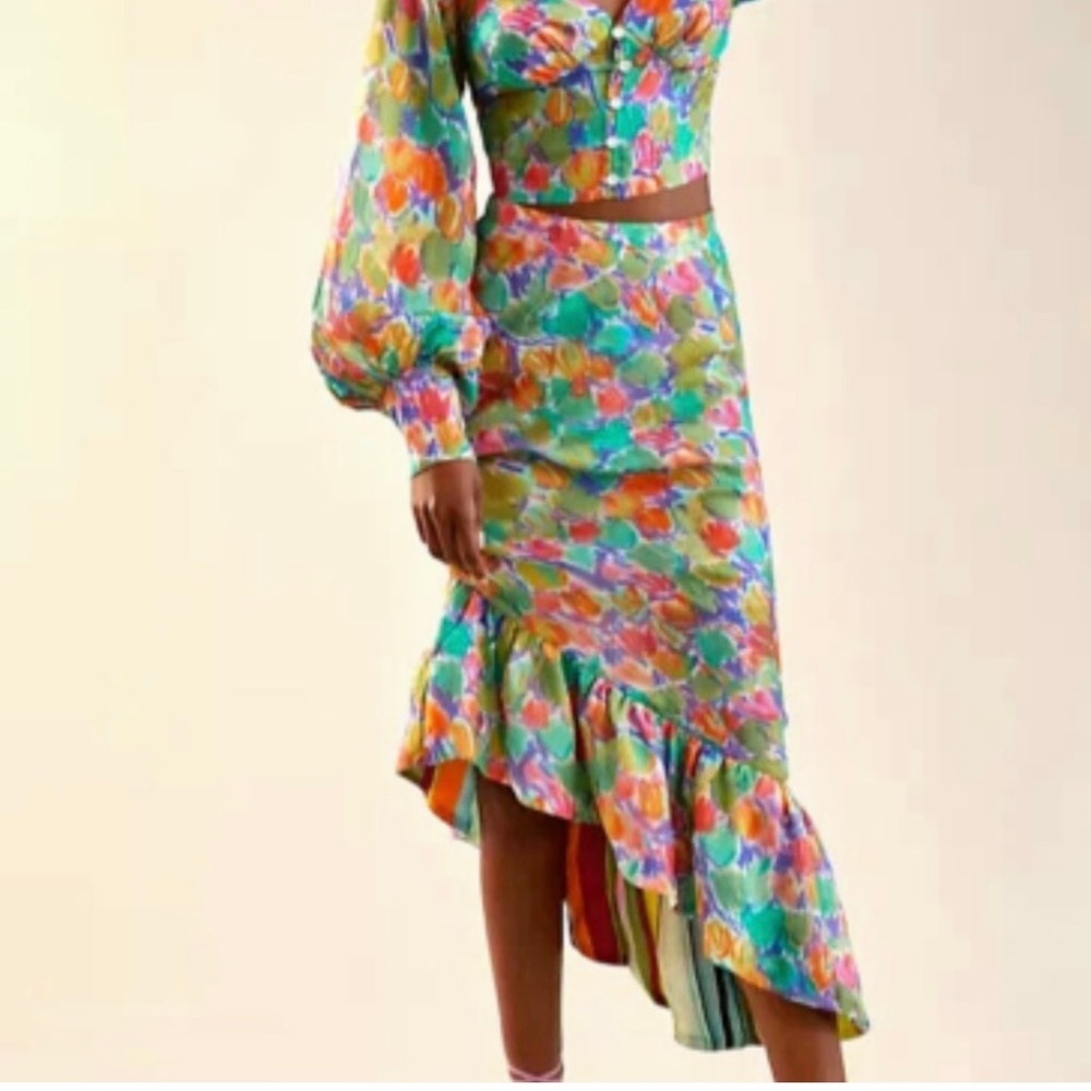 NWT Anthropologie Hope For Flowers‎ by Tracey Reese Asymmetrical Skirt Size XS I